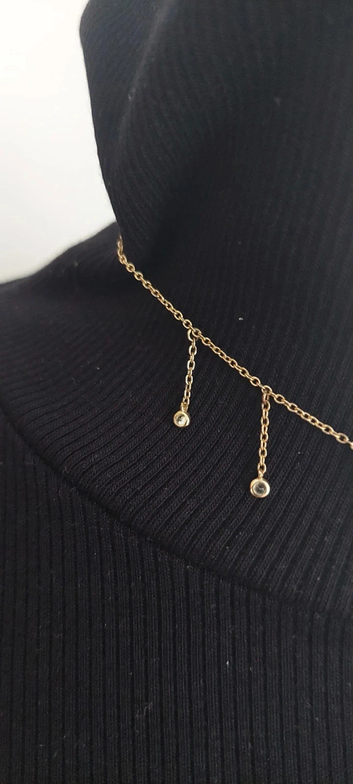 Collier ras de cou Choker Argent 925 doré / pampilles oxydes de zirconium – photo 3